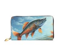 PPTHSNVB Owl tree hole Women's Wallet Large Capacity Credit Card Holder Zip Phone Clutch Ladies Travel Purse, Safflower Flying Fish, One Size, Classic