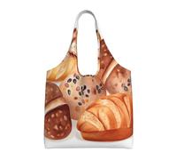 PPTHSNVB Painted Bread Canvas Tote Bag for Women Reusable Shopping Grocery Bags with Handles Cloth bags