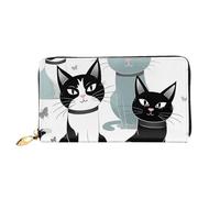 PPTHSNVB Painted Bread Women's Wallet Large Capacity Credit Card Holder Zip Phone Clutch Ladies Travel Purse, Black And White Cats, One Size, Classic
