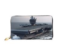 PPTHSNVB Painted Bread Women's Wallet Large Capacity Credit Card Holder Zip Phone Clutch Ladies Travel Purse, Aircraft Carrier, One Size, Classic