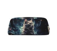 PPTHSNVB Pencil Case A cat in a nebula Pencil Pouch with Zipper Pencil Bag Large Capacity Leather Pencil Pouch Portable Makeup Bag for Women Men