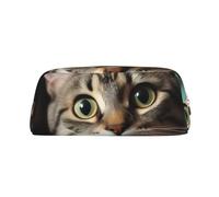 PPTHSNVB Pencil Case A curious cat Pencil Pouch with Zipper Pencil Bag Large Capacity Leather Pencil Pouch Portable Makeup Bag for Women Men