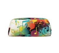 PPTHSNVB Pencil Case Abstract Music Themed Pencil Pouch with Zipper Pencil Bag Large Capacity Leather Pencil Pouch Portable Makeup Bag for Women Men