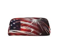PPTHSNVB Pencil Case American Flag Firework Pencil Pouch with Zipper Pencil Bag Large Capacity Leather Pencil Pouch Portable Makeup Bag for Women Men