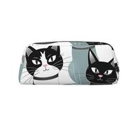 PPTHSNVB Pencil Case Black and White Cats Pencil Pouch with Zipper Pencil Bag Large Capacity Leather Pencil Pouch Portable Makeup Bag for Women Men
