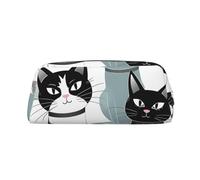 PPTHSNVB Pencil Case Black and White Cats Pencil Pouch with Zipper Pencil Bag Large Capacity Leather Pencil Pouch Portable Makeup Bag for Women Men