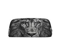 PPTHSNVB Pencil Case Black and white lion head Pencil Pouch with Zipper Pencil Bag Large Capacity Leather Pencil Pouch Portable Makeup Bag for Women Men