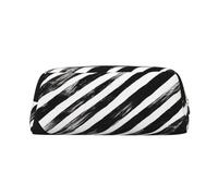 PPTHSNVB Pencil Case Black and white striped heart Pencil Pouch with Zipper Pencil Bag Large Capacity Leather Pencil Pouch Portable Makeup Bag for Women Men