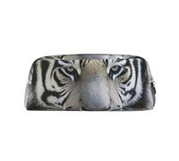 PPTHSNVB Pencil Case Black and White Tiger Pencil Pouch with Zipper Pencil Bag Large Capacity Leather Pencil Pouch Portable Makeup Bag for Women Men