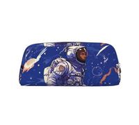 PPTHSNVB Pencil Case Black astronaut on blue Pencil Pouch with Zipper Pencil Bag Large Capacity Leather Pencil Pouch Portable Makeup Bag for Women Men