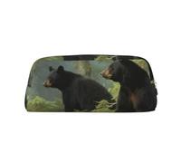 PPTHSNVB Pencil Case Black Bears Pencil Pouch with Zipper Pencil Bag Large Capacity Leather Pencil Pouch Portable Makeup Bag for Women Men