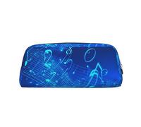 PPTHSNVB Pencil Case Blue Musical Notes Pencil Pouch with Zipper Pencil Bag Large Capacity Leather Pencil Pouch Portable Makeup Bag for Women Men