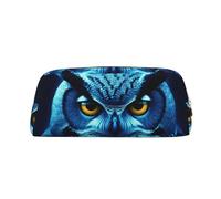 PPTHSNVB Pencil Case Blue Owl Pencil Pouch with Zipper Pencil Bag Large Capacity Leather Pencil Pouch Portable Makeup Bag for Women Men