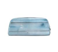 PPTHSNVB Pencil Case Blue Wood Pencil Pouch with Zipper Pencil Bag Large Capacity Leather Pencil Pouch Portable Makeup Bag for Women Men