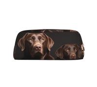 PPTHSNVB Pencil Case Brown Labrador Retriever Pencil Pouch with Zipper Pencil Bag Large Capacity Leather Pencil Pouch Portable Makeup Bag for Women Men