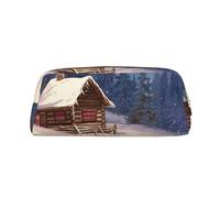 PPTHSNVB Pencil Case Cabin in the woods Pencil Pouch with Zipper Pencil Bag Large Capacity Leather Pencil Pouch Portable Makeup Bag for Women Men