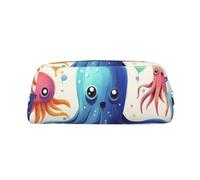 PPTHSNVB Pencil Case Colorful Squid Octopus Pencil Pouch with Zipper Pencil Bag Large Capacity Leather Pencil Pouch Portable Makeup Bag for Women Men