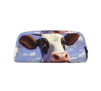 PPTHSNVB Pencil Case Cute Cow Pencil Pouch with Zipper Pencil Bag Large Capacity Leather Pencil Pouch Portable Makeup Bag for Women Men