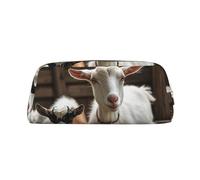 PPTHSNVB Pencil Case Cute Goat Pencil Pouch with Zipper Pencil Bag Large Capacity Leather Pencil Pouch Portable Makeup Bag for Women Men