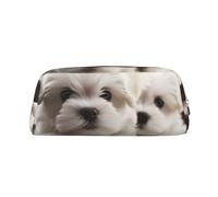 PPTHSNVB Pencil Case Cute Maltese Puppy Pencil Pouch with Zipper Pencil Bag Large Capacity Leather Pencil Pouch Portable Makeup Bag for Women Men