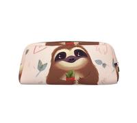 PPTHSNVB Pencil Case Cute Sloth Pencil Pouch with Zipper Pencil Bag Large Capacity Leather Pencil Pouch Portable Makeup Bag for Women Men