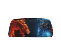 PPTHSNVB Pencil Case Fire and ice dragons Pencil Pouch with Zipper Pencil Bag Large Capacity Leather Pencil Pouch Portable Makeup Bag for Women Men