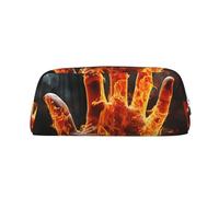 PPTHSNVB Pencil Case Fire Flame Hand Pencil Pouch with Zipper Pencil Bag Large Capacity Leather Pencil Pouch Portable Makeup Bag for Women Men