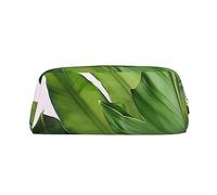 PPTHSNVB Pencil Case Fresh Banana Leaves Pencil Pouch with Zipper Pencil Bag Large Capacity Leather Pencil Pouch Portable Makeup Bag for Women Men