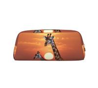 PPTHSNVB Pencil Case Giraffe at sunset Pencil Pouch with Zipper Pencil Bag Large Capacity Leather Pencil Pouch Portable Makeup Bag for Women Men