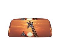 PPTHSNVB Pencil Case Giraffe at sunset Pencil Pouch with Zipper Pencil Bag Large Capacity Leather Pencil Pouch Portable Makeup Bag for Women Men