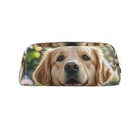 PPTHSNVB Pencil Case Golden Retriever Pencil Pouch with Zipper Pencil Bag Large Capacity Leather Pencil Pouch Portable Makeup Bag for Women Men