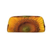 PPTHSNVB Pencil Case Golden Yellow Sunflower Pencil Pouch with Zipper Pencil Bag Large Capacity Leather Pencil Pouch Portable Makeup Bag for Women Men
