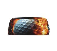 PPTHSNVB Pencil Case Golf ball on fire Pencil Pouch with Zipper Pencil Bag Large Capacity Leather Pencil Pouch Portable Makeup Bag for Women Men