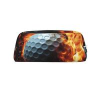 PPTHSNVB Pencil Case Golf ball on fire Pencil Pouch with Zipper Pencil Bag Large Capacity Leather Pencil Pouch Portable Makeup Bag for Women Men