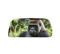 PPTHSNVB Pencil Case Gorilla in the Grass Pencil Pouch with Zipper Pencil Bag Large Capacity Leather Pencil Pouch Portable Makeup Bag for Women Men