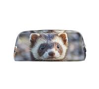 PPTHSNVB Pencil Case Hairy Ferret Pencil Pouch with Zipper Pencil Bag Large Capacity Leather Pencil Pouch Portable Makeup Bag for Women Men