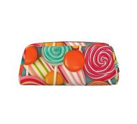 PPTHSNVB Pencil Case Lollipops Pattern Pencil Pouch with Zipper Pencil Bag Large Capacity Leather Pencil Pouch Portable Makeup Bag for Women Men