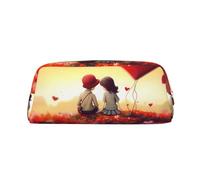 PPTHSNVB Pencil Case Love Couple Pencil Pouch with Zipper Pencil Bag Large Capacity Leather Pencil Pouch Portable Makeup Bag for Women Men