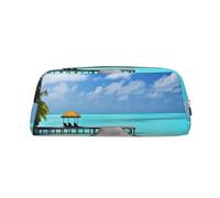 PPTHSNVB Pencil Case Maldives Holidays Pencil Pouch with Zipper Pencil Bag Large Capacity Leather Pencil Pouch Portable Makeup Bag for Women Men