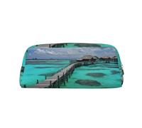 PPTHSNVB Pencil Case Maldives Scenery Pencil Pouch with Zipper Pencil Bag Large Capacity Leather Pencil Pouch Portable Makeup Bag for Women Men