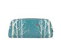 PPTHSNVB Pencil Case Merry Christmas Birch Tree Pencil Pouch with Zipper Pencil Bag Large Capacity Leather Pencil Pouch Portable Makeup Bag for Women Men