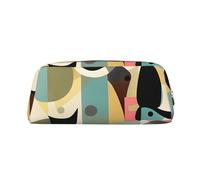 PPTHSNVB Pencil Case Mid-Century Modern Art Cat Pencil Pouch with Zipper Pencil Bag Large Capacity Leather Pencil Pouch Portable Makeup Bag for Women Men