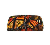 PPTHSNVB Pencil Case Monarch Butterflies Pencil Pouch with Zipper Pencil Bag Large Capacity Leather Pencil Pouch Portable Makeup Bag for Women Men