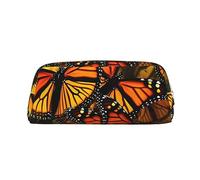PPTHSNVB Pencil Case Monarch Butterflies Pencil Pouch with Zipper Pencil Bag Large Capacity Leather Pencil Pouch Portable Makeup Bag for Women Men