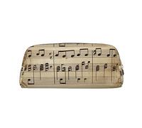 PPTHSNVB Pencil Case Music Notes on Old Paper Pencil Pouch with Zipper Pencil Bag Large Capacity Leather Pencil Pouch Portable Makeup Bag for Women Men