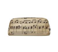 PPTHSNVB Pencil Case Music Notes on Old Paper Pencil Pouch with Zipper Pencil Bag Large Capacity Leather Pencil Pouch Portable Makeup Bag for Women Men