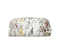 PPTHSNVB Pencil Case Music Notes Print Pencil Pouch with Zipper Pencil Bag Large Capacity Leather Pencil Pouch Portable Makeup Bag for Women Men