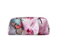PPTHSNVB Pencil Case Orchid Flower Butterfly Soft Fresh Spring Pencil Pouch with Zipper Pencil Bag Large Capacity Leather Pencil Pouch Portable Makeup Bag for Women Men
