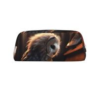 PPTHSNVB Pencil Case Owl Plays Piano Pencil Pouch with Zipper Pencil Bag Large Capacity Leather Pencil Pouch Portable Makeup Bag for Women Men