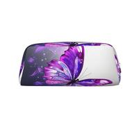 PPTHSNVB Pencil Case Purple Butterfly Pencil Pouch with Zipper Pencil Bag Large Capacity Leather Pencil Pouch Portable Makeup Bag for Women Men